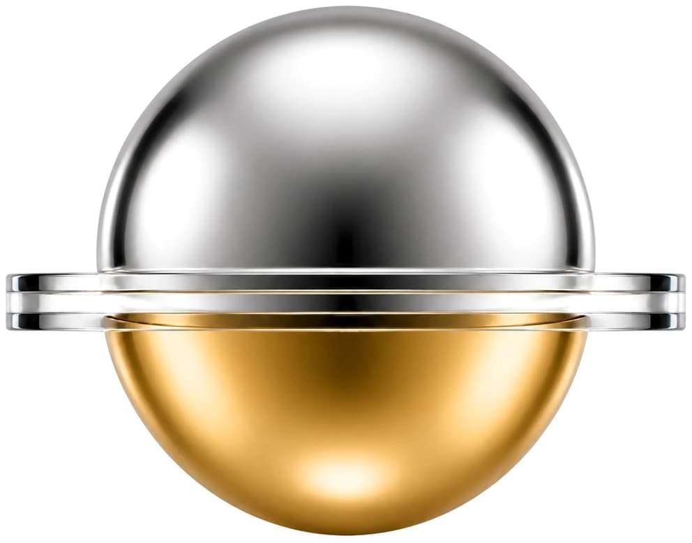 Half-silver, half-gold sphere — Goldtag commodity conversion feature